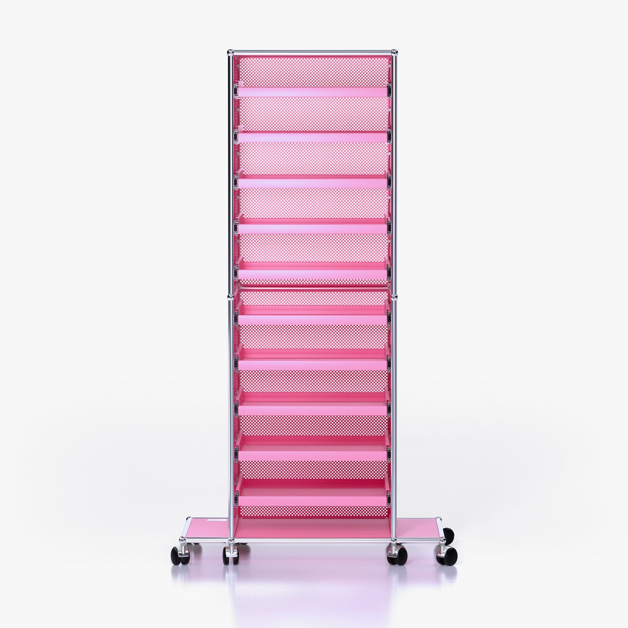 Tower B (Archive): Rolling Tower Shelf in Downtown Pink (Front View)