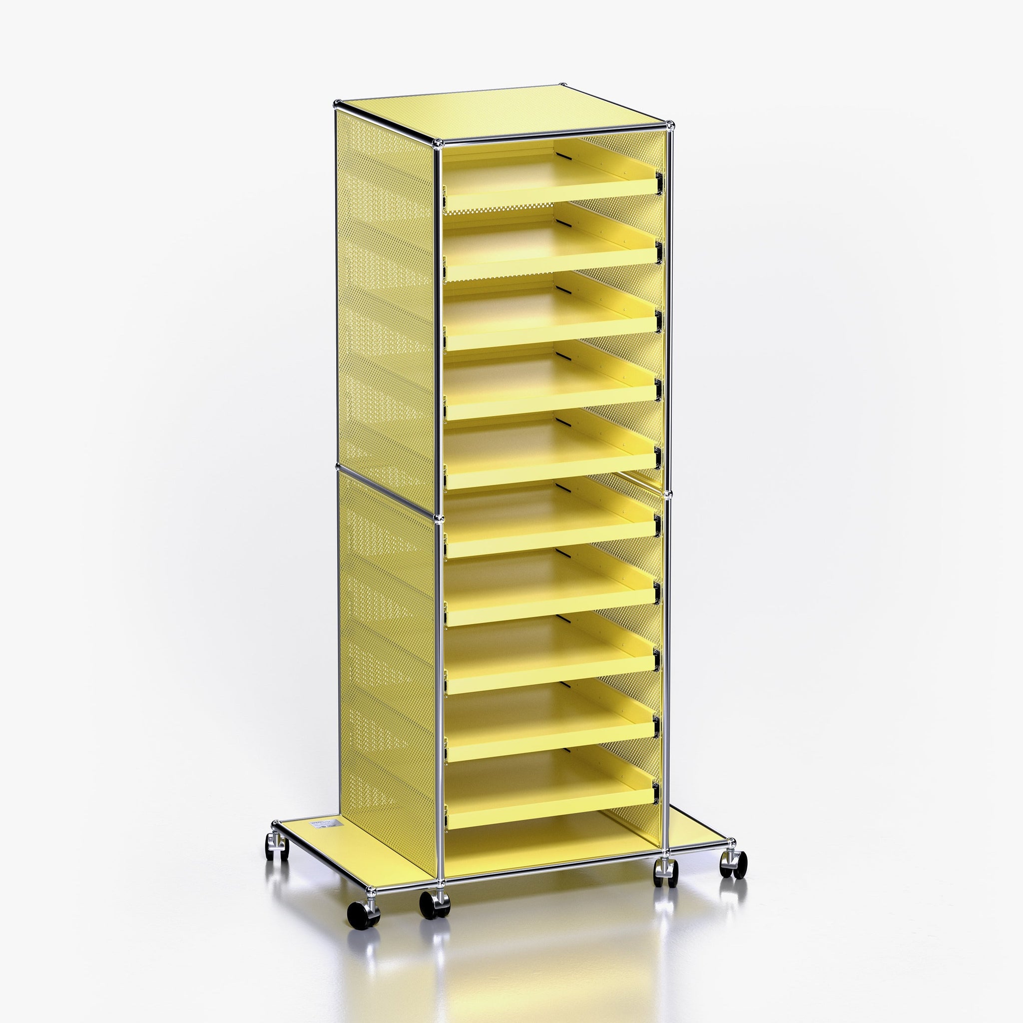 Tower B (Archive): Rolling Tower Shelf in Soho Yellow (Side View)