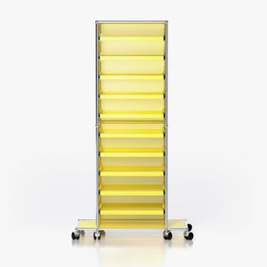 Tower B (Archive): Rolling Tower Shelf in Soho Yellow (Front View)
