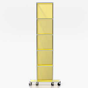 Tower A (High-Rise): Tall & Narrow Bookshelf Tower in Soho Yellow (Front View)