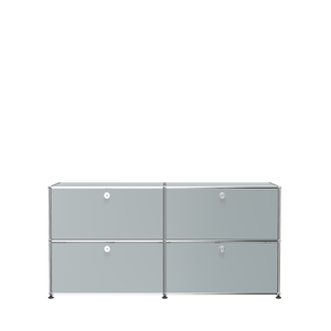 Office File Cabinet Credenza with Doors (E2F) in Matte Silver