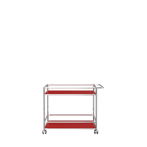 Modern Steel Bar Cart (L18) in Ruby Red