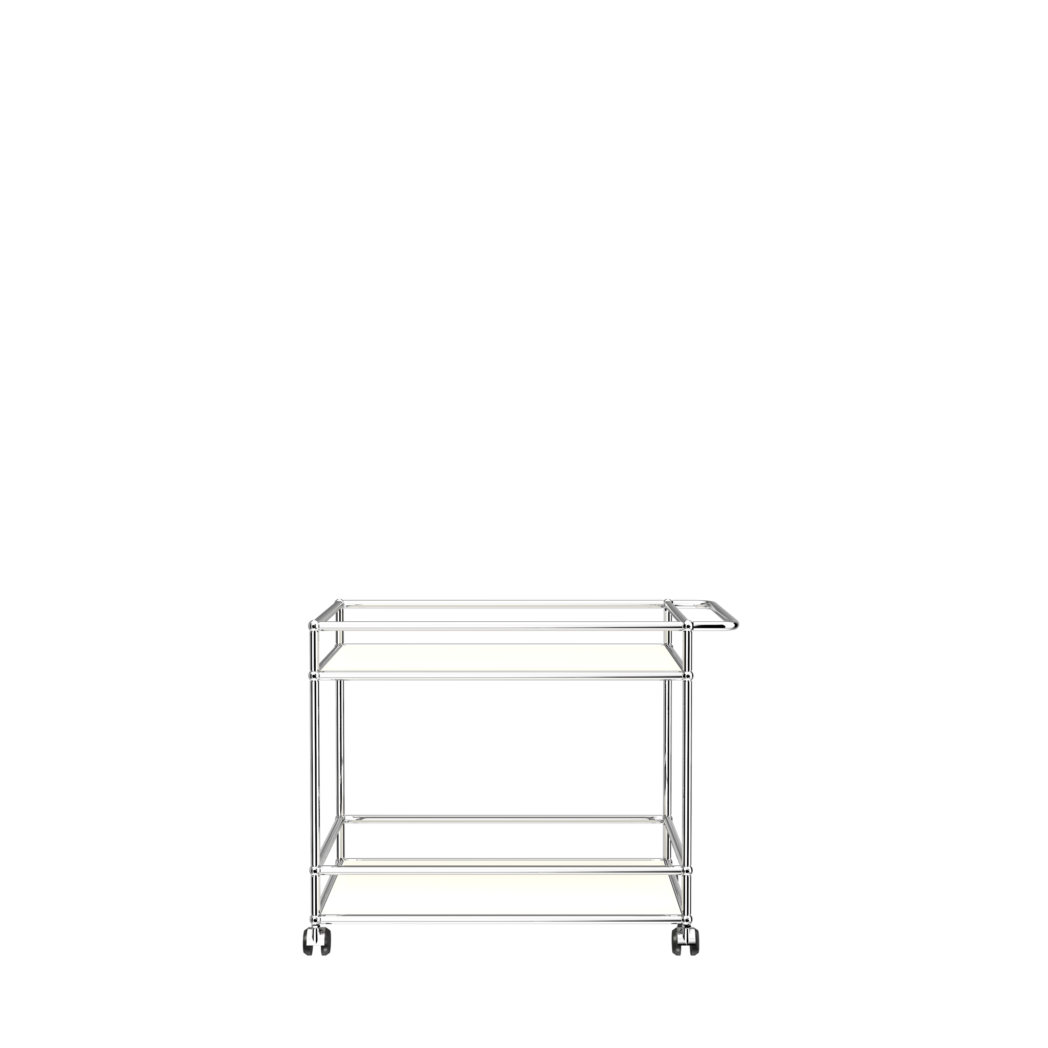 Modern Steel Bar Cart (L18) in Pure White