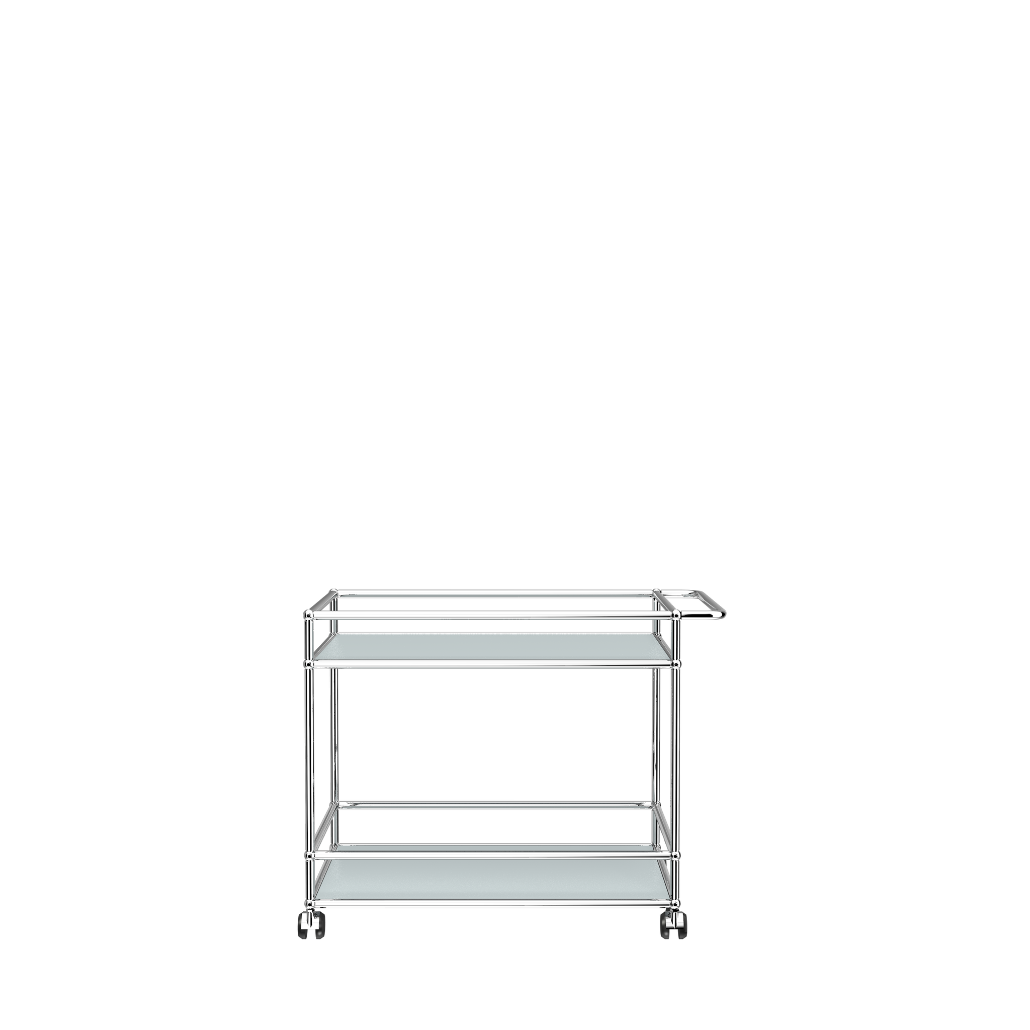 Modern Steel Bar Cart (L18) in Matte Silver