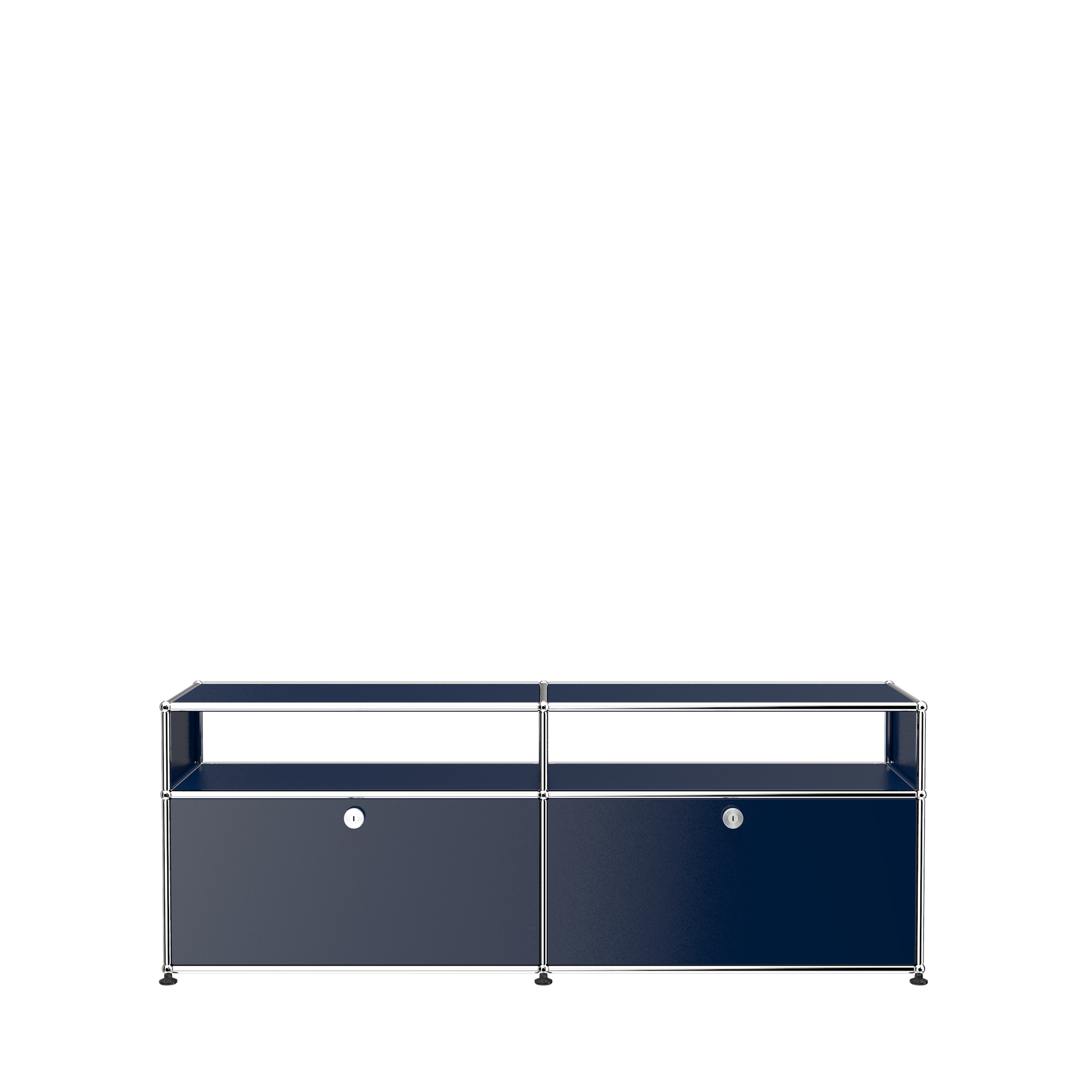 USM Haller Media Storage with Shelves (O2) in Steel Blue