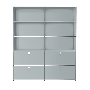 USM Haller Large Contemporary Shelving with Storage (R2) in Matte Silver
