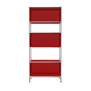 USM Haller 3 Box Shelving with Perforated Panels (RE119) in Ruby Red