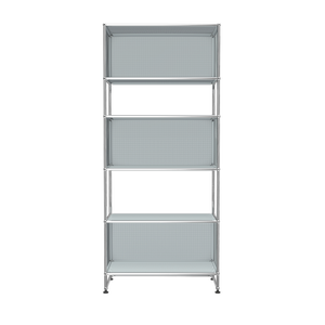USM Haller 3 Box Shelving with Perforated Panels (RE119) in Matte Silver