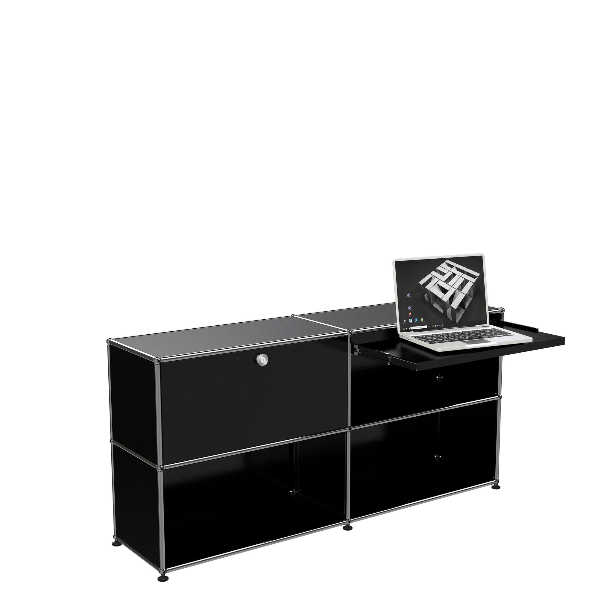 USM Haller Contemporary Steel Custom Office Desk (DU2) in Graphite Black