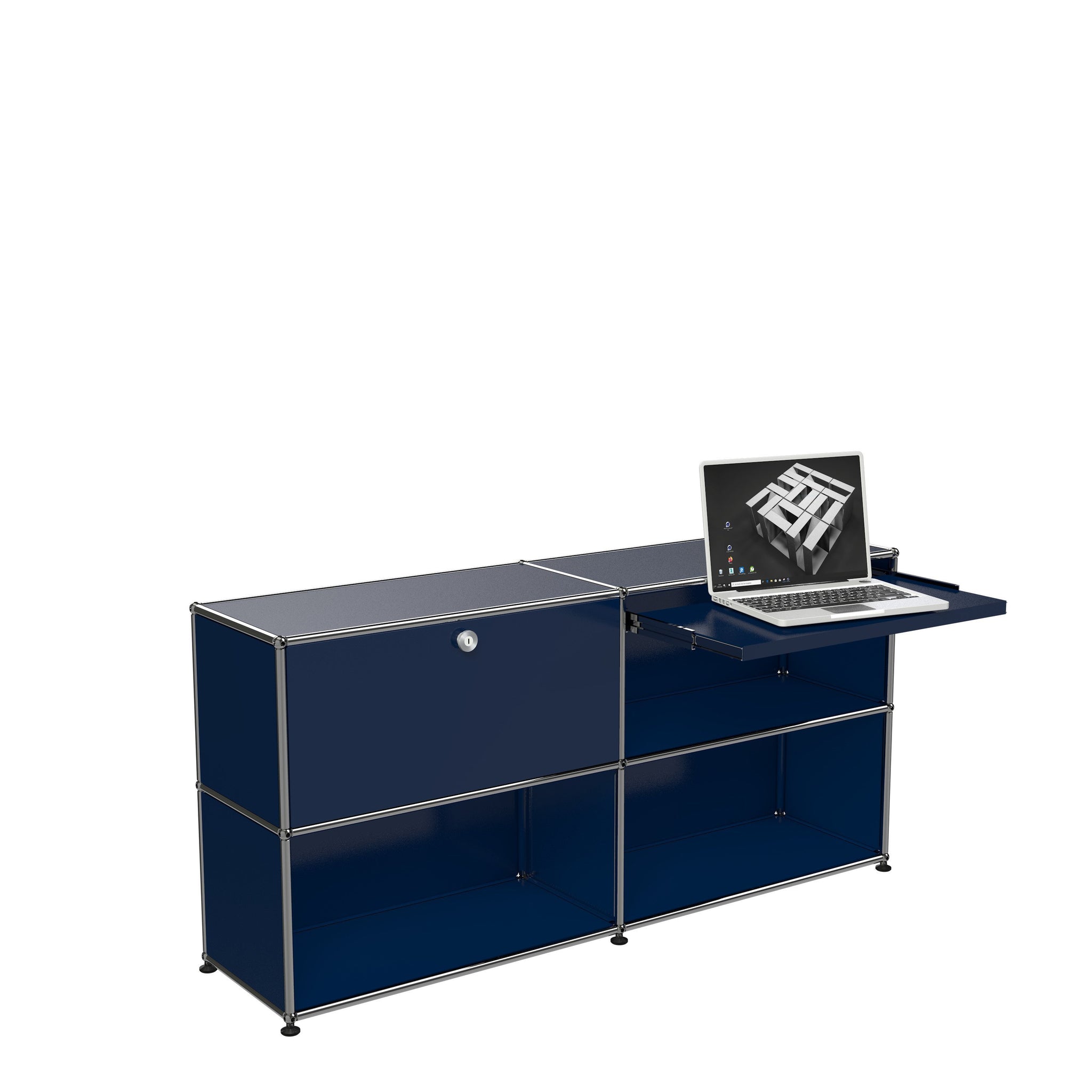USM Haller Contemporary Steel Custom Office Desk (DU2) in Steel Blue