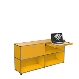 USM Haller Contemporary Steel Custom Office Desk (DU2) in Golden Yellow