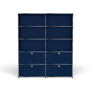 USM Haller Large Contemporary Shelving with Storage (R2) in Steel Blue